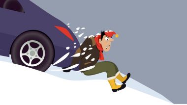 Car stuck in snow clipart