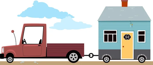 Tiny house on the move — Stock Vector