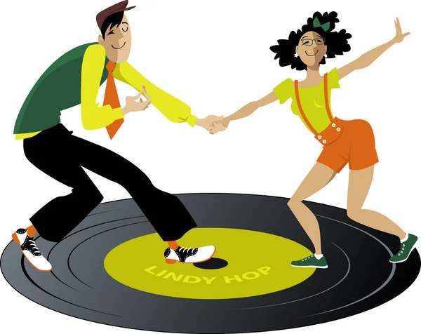 Lindy Hop on a record — Stock Vector