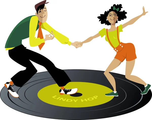 Lindy Hop en un registro — Vector de stock