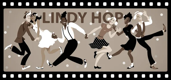 Lindy Hop Vintage afiş — Stok Vektör