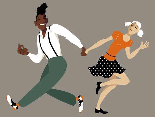 Swing dancing couple — Stock Vector