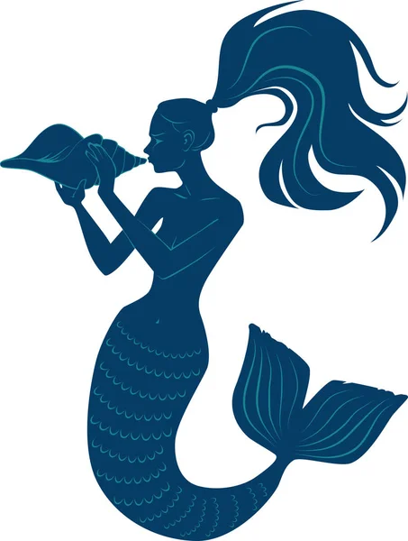 Mermaid with conch — Stock Vector