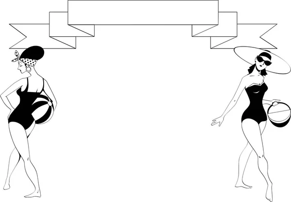 Deux dames cadre — Image vectorielle