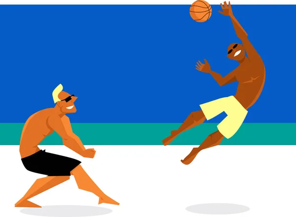 Jogadores de vôlei de praia — Vetor de Stock