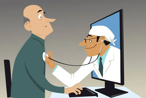 Visite virtuelle chez le médecin — Image vectorielle