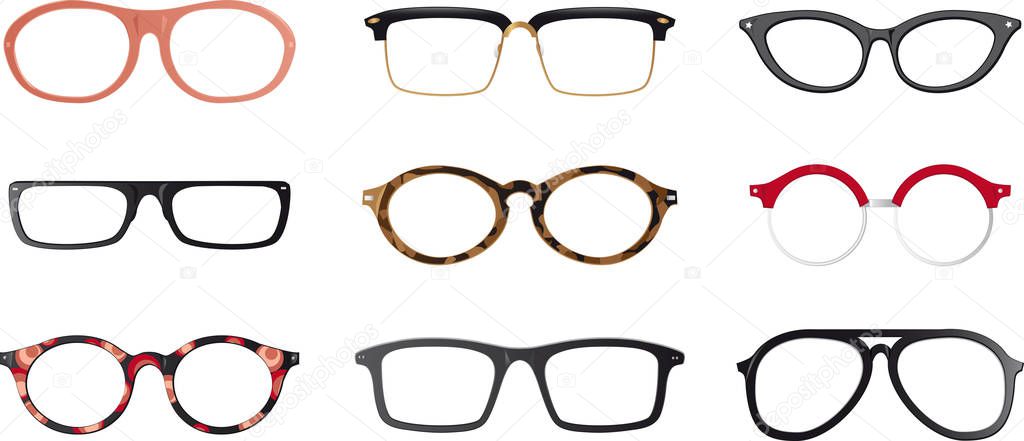 Set of vector glasses frames