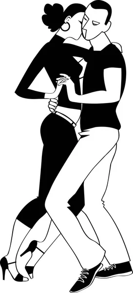 Joven Pareja Latina Bailando Kizomba Salsa Bachata Silueta Vectorial Eps — Vector de stock