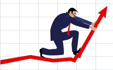 İşadamı bir grafik yukarı Hack, Eps 8 vektör çizim bir büyüme için bir metafor olarak bükme.