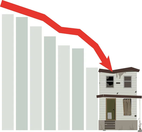 クラッシュの家 Eps ベクトル図を破壊する住宅市場を表すグラフ — ストックベクタ