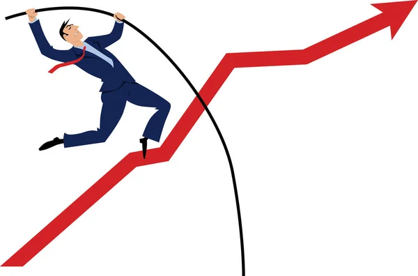 上昇グラフ Eps ベクトル図の上実業家棒高跳び — ストックベクタ
