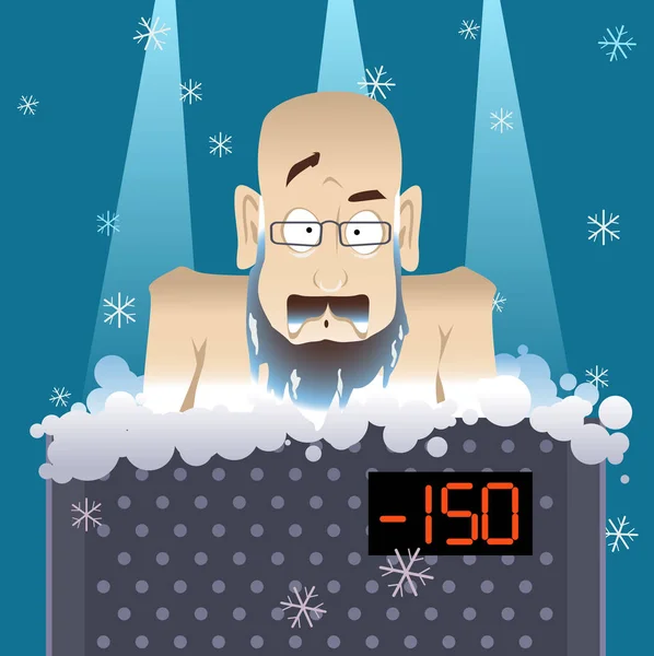 成熟男子在冷冻室接受全身低温治疗 Eps 8载体说明 无透明度 — 图库矢量图片