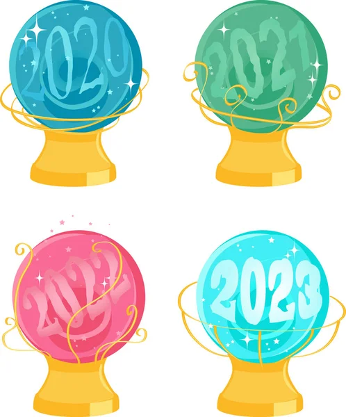 Bolas Cristal Bolas Nieve Con Una Visión 2020 2023 Eps — Archivo Imágenes Vectoriales