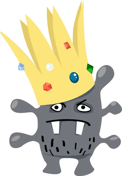 Cartoon Virus Wearing Crown Representing Coronavirus Superbug Eps Vector Illustration — 스톡 벡터