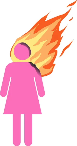 Símbolo Femenino Consumido Por Fuego Como Metáfora Sofoco Ilustración Vectorial — Vector de stock