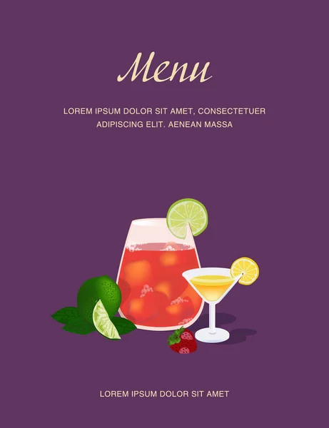 Menu for alcoholic drinks — Stock Vector