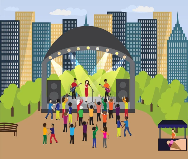Musikfest i parken — Stock vektor