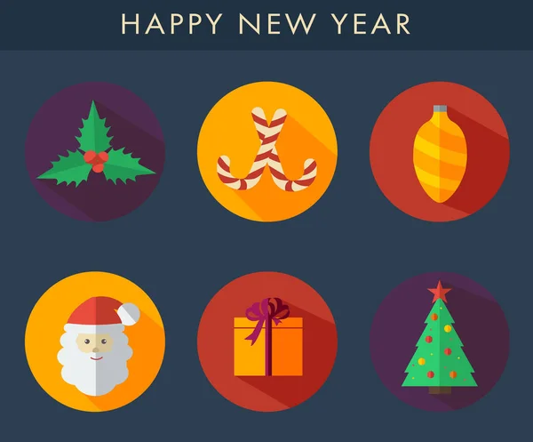 Set of Christmas icons in flat style — Stock Vector