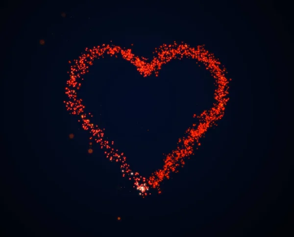 Rote Glühpailletten Herzform Die Partikel Leuchten Können Für Valentinstag Hochzeitskarte — Stockfoto