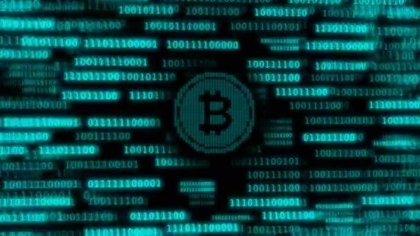 Een heleboel coderegels mined bitcoin. — Stockvideo