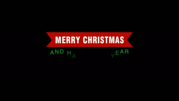 Merry Christmas płaska etykieta na powitanie — Wideo stockowe