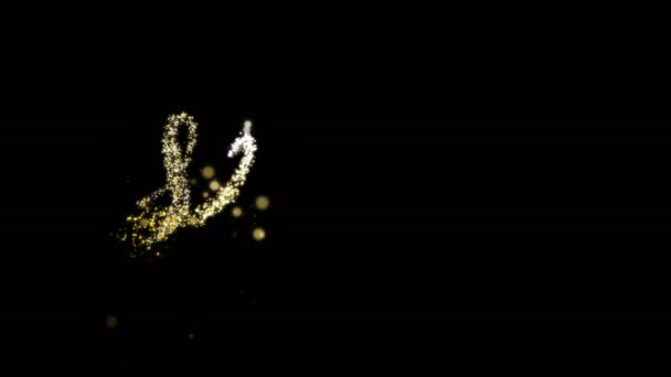 Eu te amo sinal de brilho de ouro com lantejoulas douradas — Vídeo de Stock