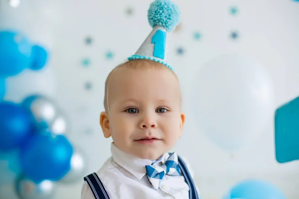 Portrait Little Boy First Birthday — Stock Photo, Image