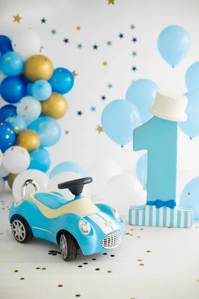 Blue decor for first birthday