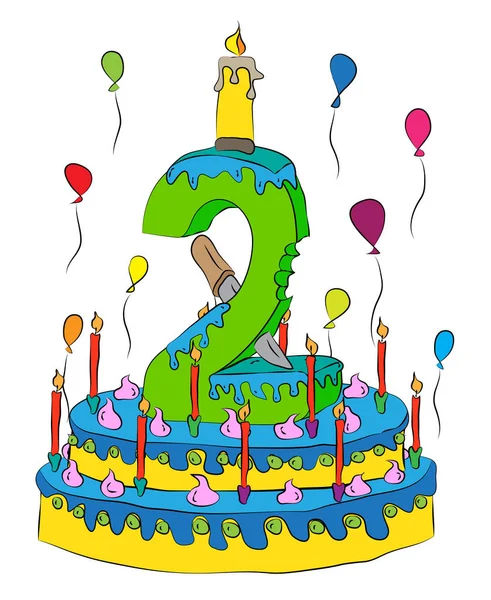 Číslo dva na narozeninový dort se svíčkami — Stockový vektor