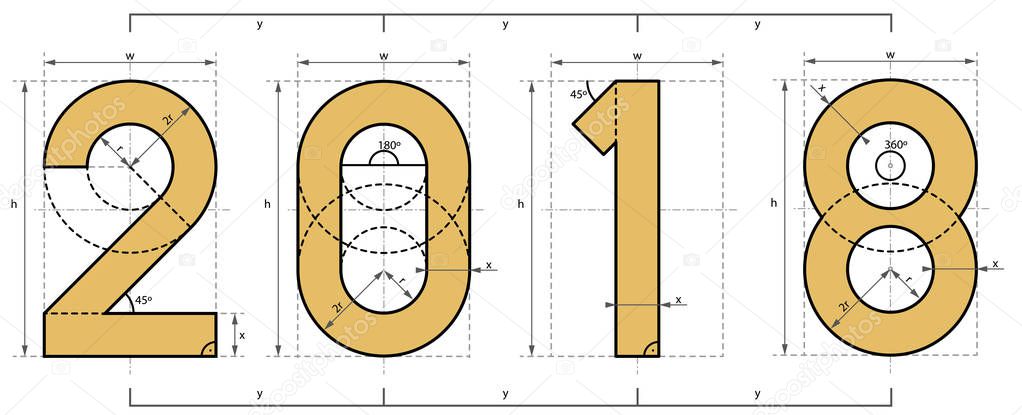 2018 New Year Technical Font Project Design
