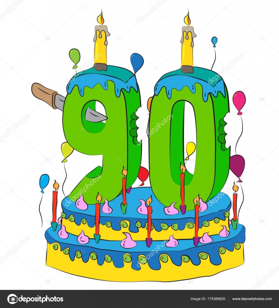 Torta Di Compleanno 90 Con Candela Di Numero Novanta