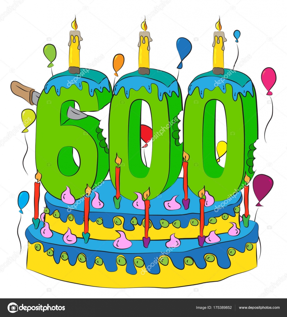 Números 600 Pastel de cumpleaños 600 con número seiscientos vela