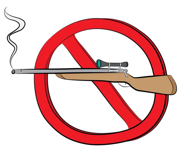 Rifle gun not allowed sign — Stock Vector