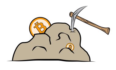 Bitcoin araştırma süreci kazma katı kayaya kullanarak