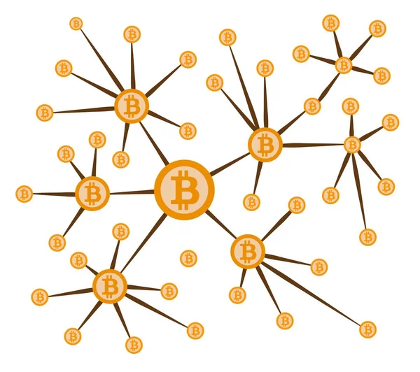 Ligação Bitcoin em rede tipo estrela — Vetor de Stock