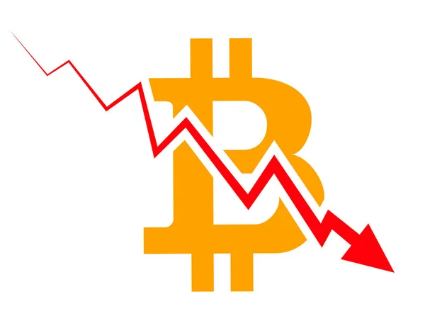 Bitcoin index rating go down on exchange market — Stock Vector