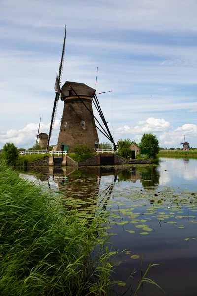 Niederländische Windmühlen Von Kinderdijk Den Niederlanden — Stockfoto