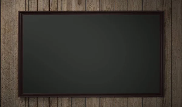 Blank blackboard on wood — Stock Photo, Image