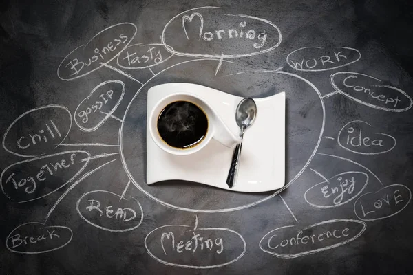 Taza de café en pizarra — Foto de Stock