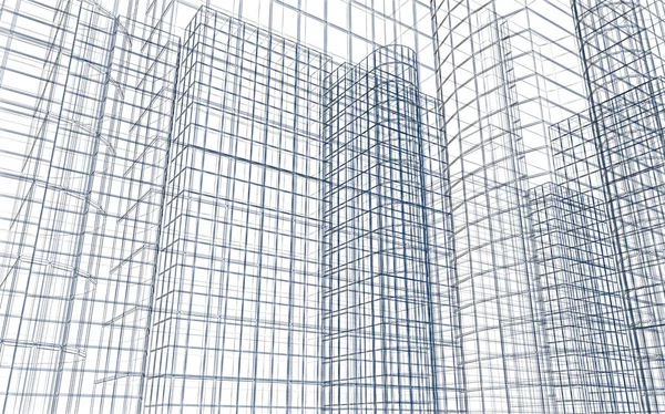 Abstract building wireframe