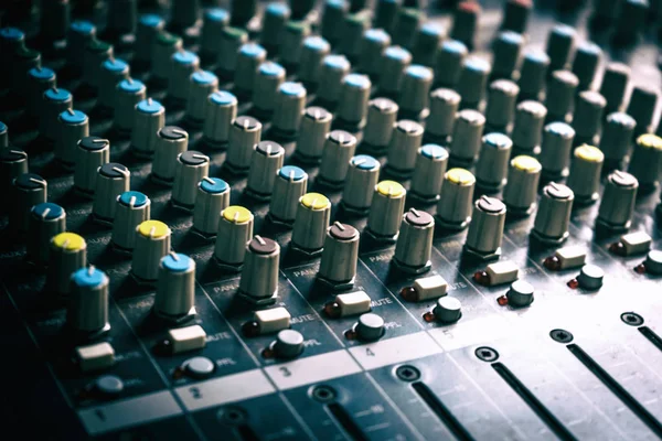 Close up of sound mixing board — Stock Photo, Image