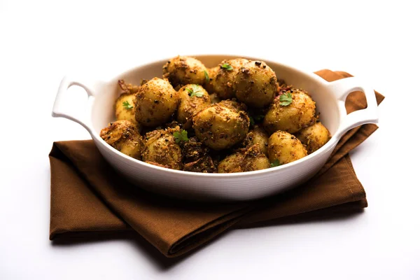 Jeera Aloo Kimyon Tohumu Baharatla Tatlandırılmış Patates Popüler Hint Ana — Stok fotoğraf