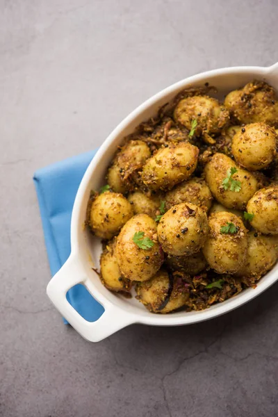 Jeera Aloo Kimyon Tohumu Baharatla Tatlandırılmış Patates Popüler Hint Ana — Stok fotoğraf