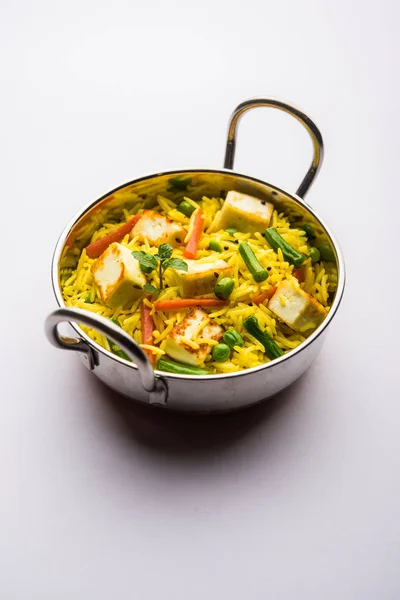 Вегетарианский Панир Бирьяни Панир Пулав Популярная Индийская Еда — стоковое фото