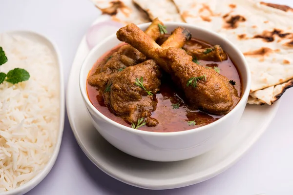 Hyderabadi Mutton Paya Nehari Nahari Nihari Masala Servido Con Naan — Foto de Stock
