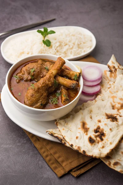 Hyderabadi Mutton Paya Nehari Nahari Nihari Masala Servido Con Naan — Foto de Stock