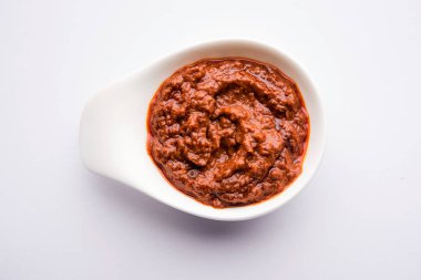 Ev yapımı Tandır ezmesi ya da salamura karışımı, bir kasede. Izgara tavuk, paneer ya da sebze için kullanılır. seçici odak