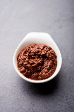 Ev yapımı Tandır ezmesi ya da salamura karışımı, bir kasede. Izgara tavuk, paneer ya da sebze için kullanılır. seçici odak