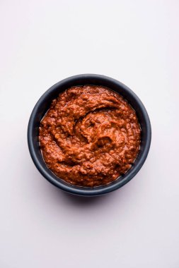 Ev yapımı Tandır ezmesi ya da salamura karışımı, bir kasede. Izgara tavuk, paneer ya da sebze için kullanılır. seçici odak