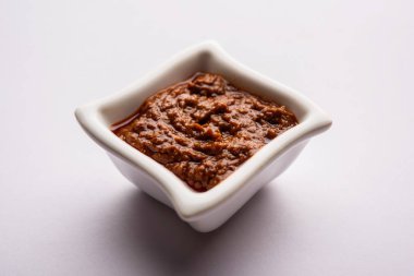 Ev yapımı Tandır ezmesi ya da salamura karışımı, bir kasede. Izgara tavuk, paneer ya da sebze için kullanılır. seçici odak